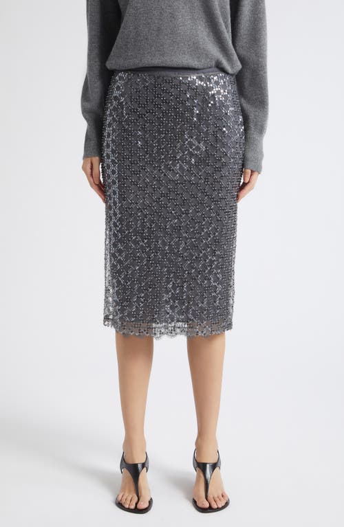 MARELLA MARELLA Sequin Trellis Lace Hem Skirt