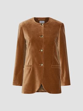 Marella Women's Straight Fit Stretch Velvet Blazer