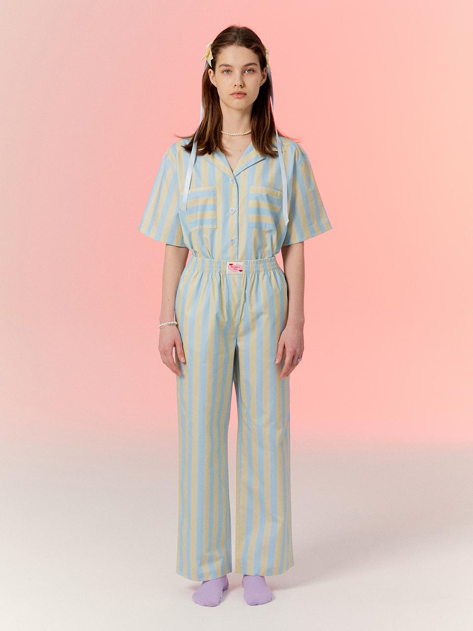 margarin fingers Blurry Stripe Pajamas Set - Blue