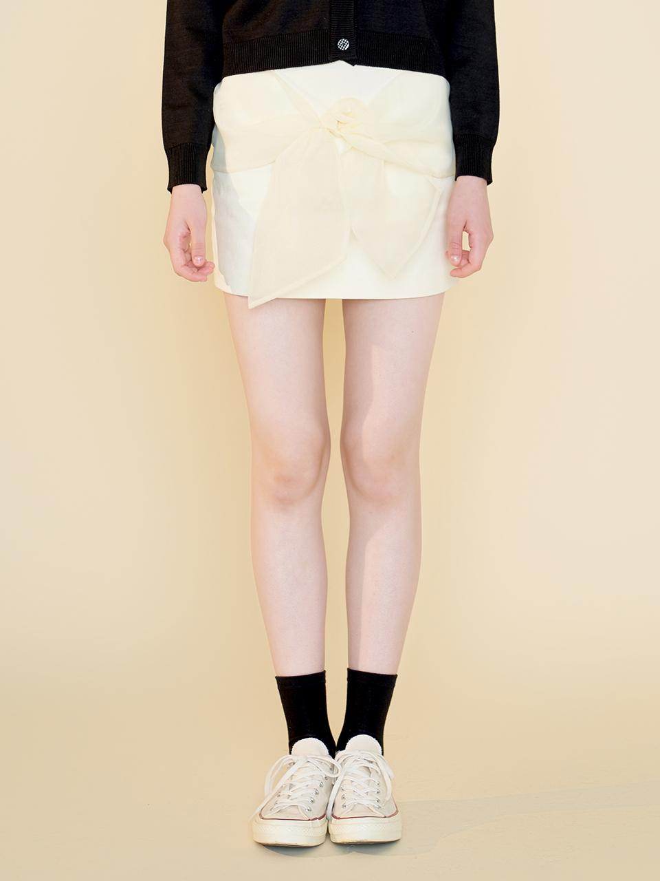 margarin fingers Bow Mini Skirt - Cream