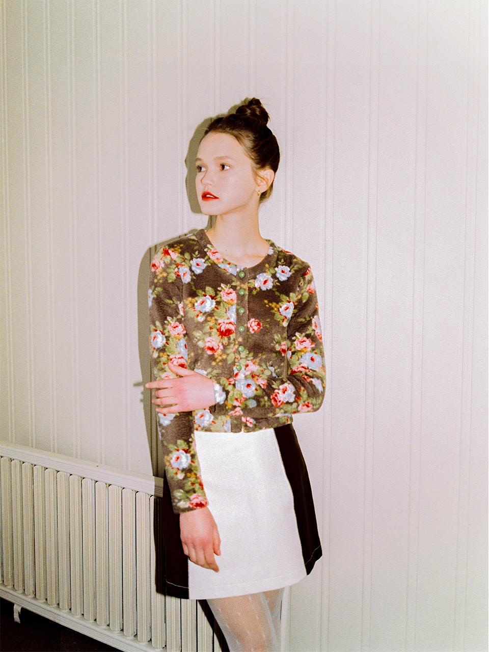 margarin fingers Brick Skirt - Burgundy & Cream