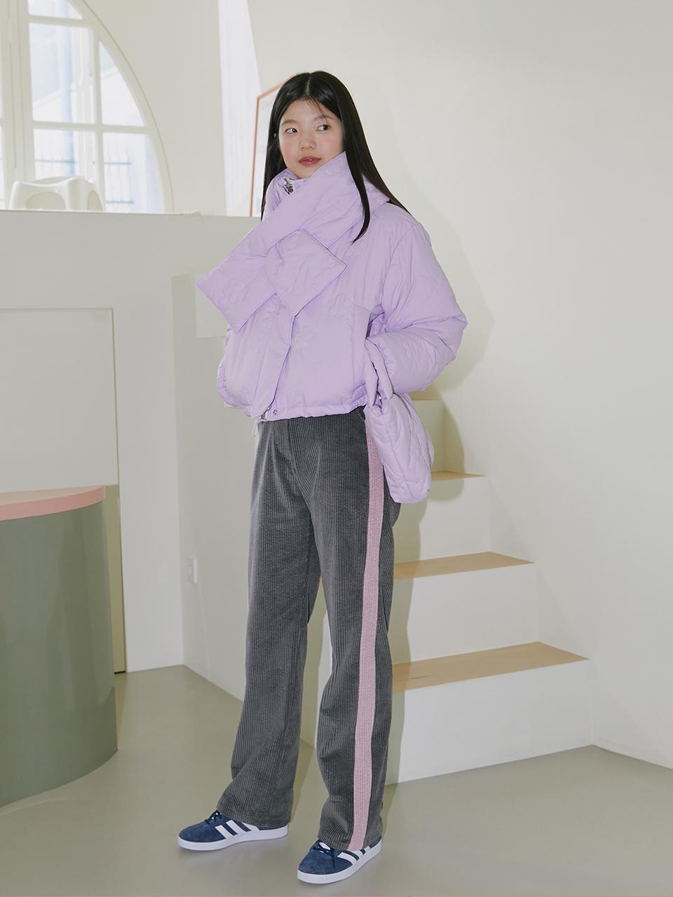 margarin fingers COLOR BLOCK CORDUROY PANTS (CHARCOAL)