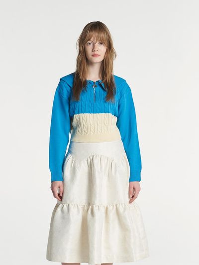 margarin fingers Color Block Half Zip Up - Blue