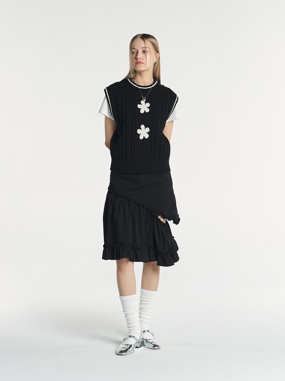 margarin fingers Cut Out Frill Skirt - Black