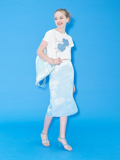 margarin fingers Flower Bitmap Skirt - Blue