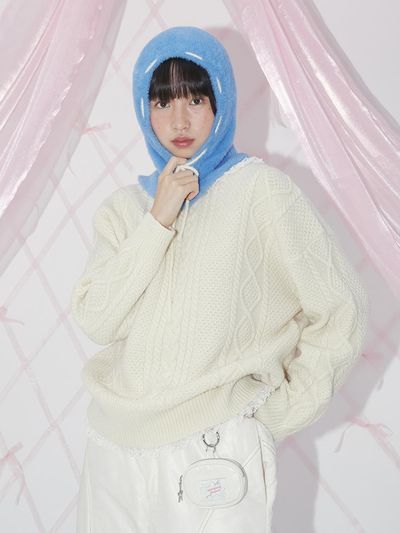margarin fingers Lace Cable Knit - Cream