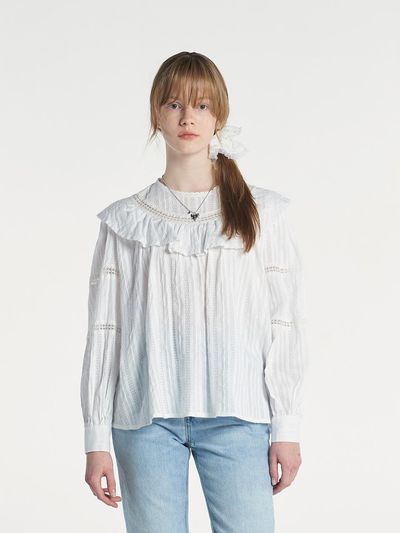 margarin fingers Lace Trimmed Blouse - White