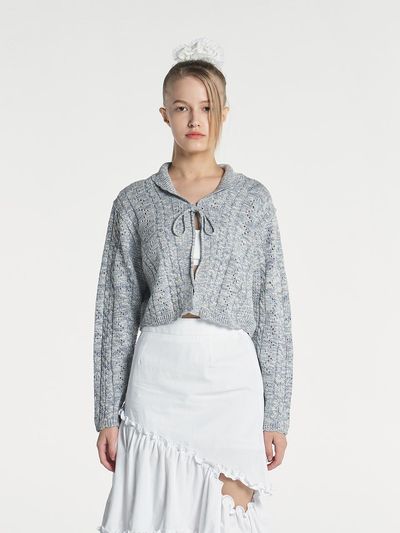 margarin fingers Scallop Punched Cardigan - Blue