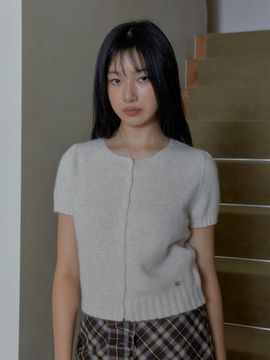 margarin fingers Soft Wool Premium Logo Button Cardigan [Light Brown]