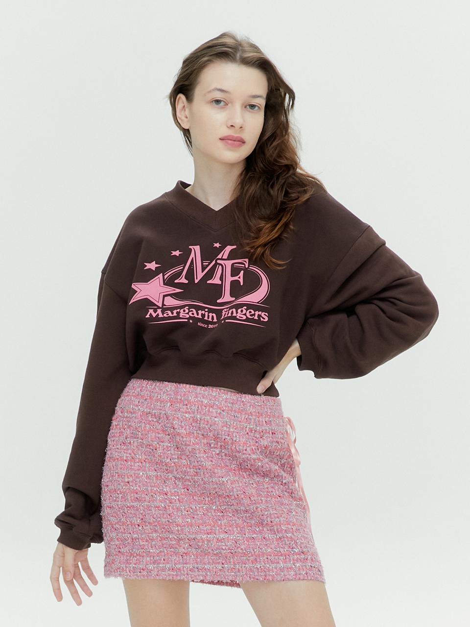 margarin fingers Starry Logo Cropped Sweatshirt - Dark Brown