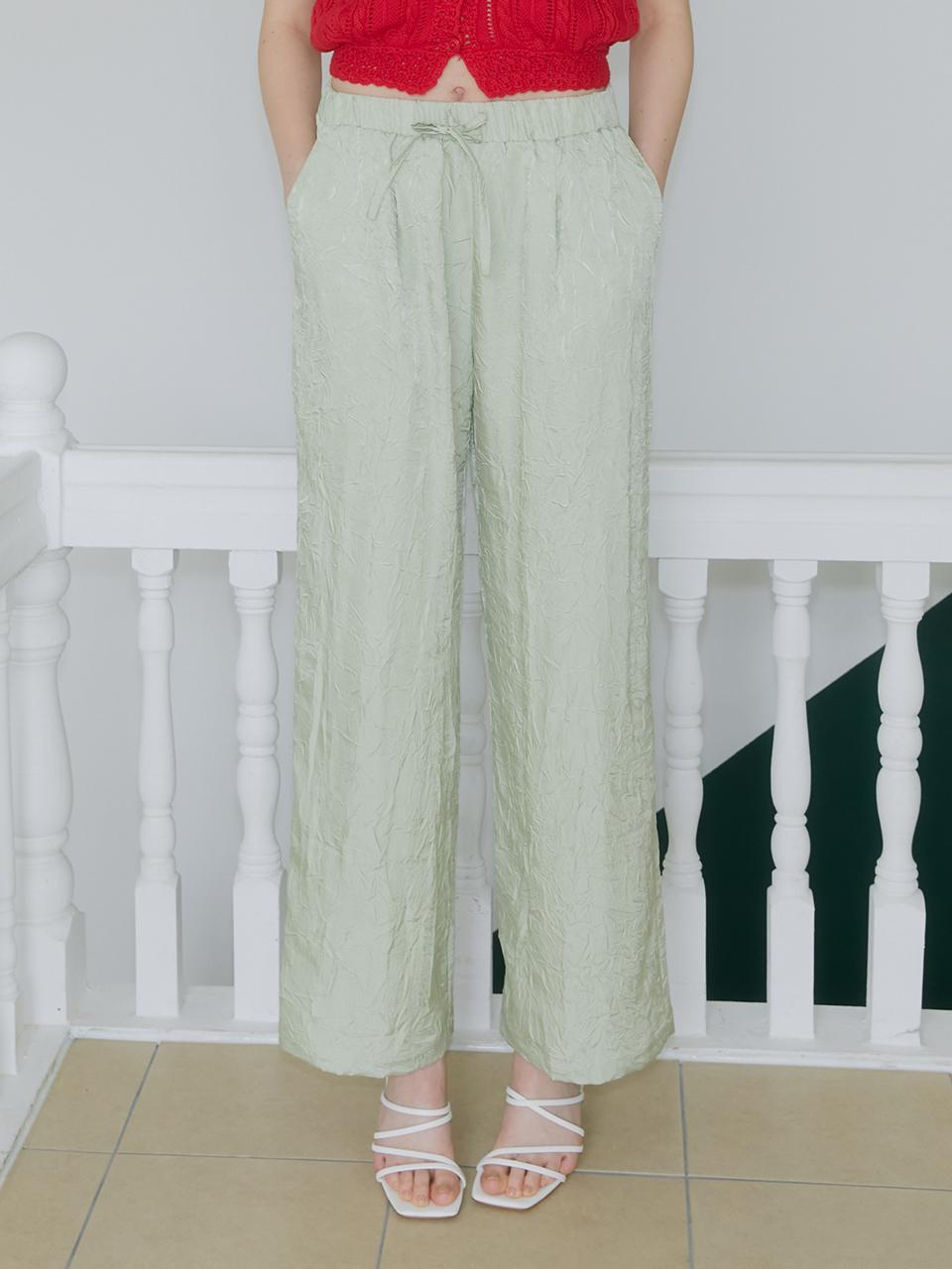margarin fingers Wrinkle Ribbon Pants - Mint