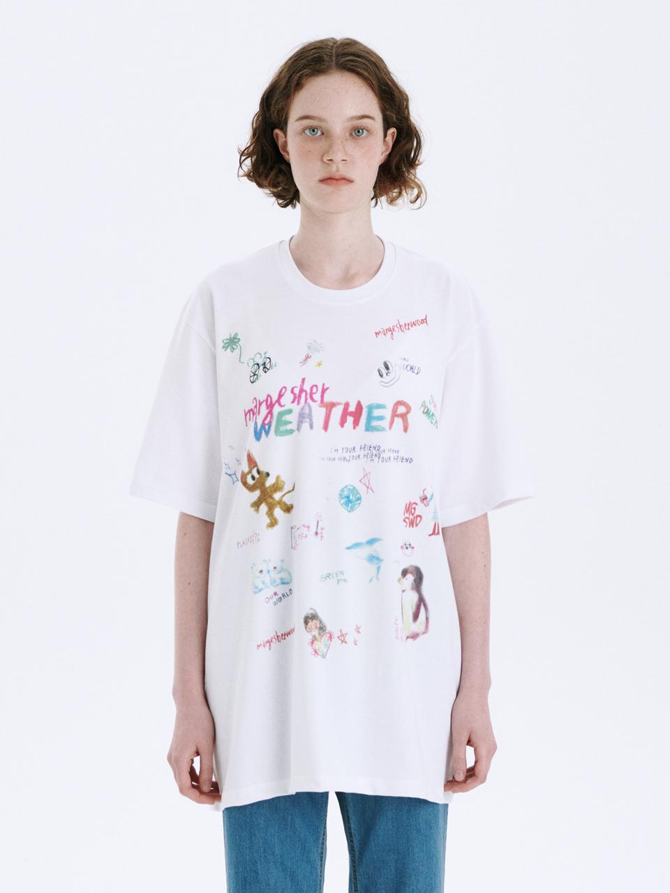 MARGESHERWOOD Doodle Loose Fit T-shirt_White