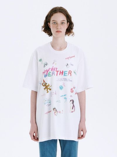 MARGESHERWOOD Doodle Loose Fit T-shirt_White