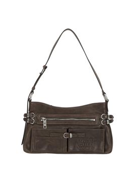 MARGESHERWOOD Flat Pocket Shoulder Bag_Washed Brown Pull-Up