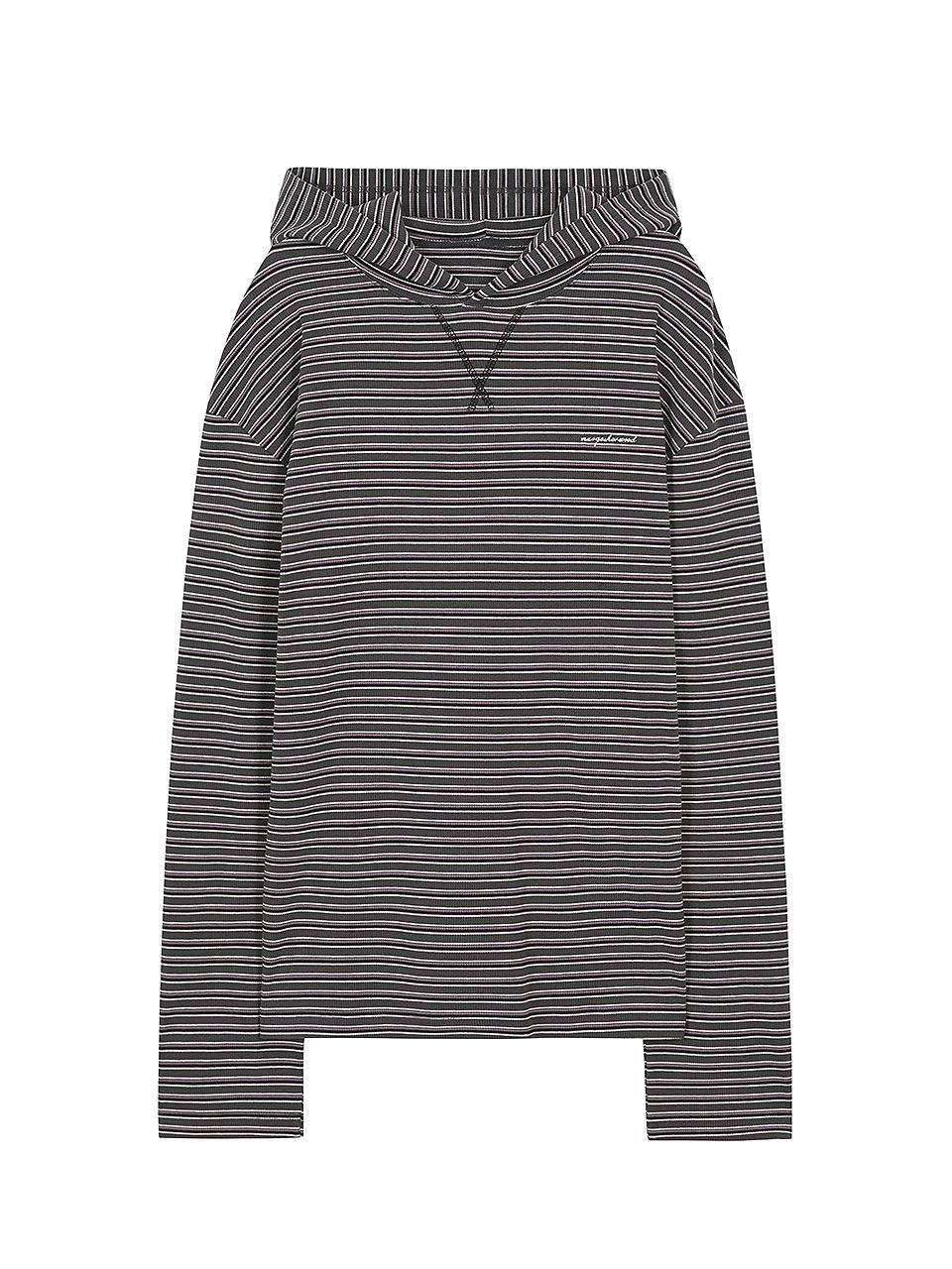 MARGESHERWOOD HOODIE STRIPE LONG SLEEVE_charcoal