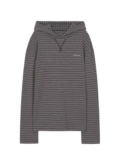MARGESHERWOOD HOODIE STRIPE LONG SLEEVE_charcoal