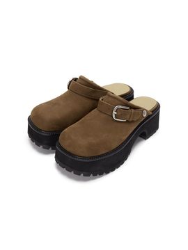 MARGESHERWOOD MARGESHERWOOD 70's CLOGS Nubuck Mules [Chestnut]