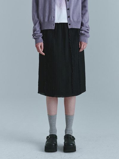 MARGESHERWOOD Ruffle Banding Midi Skirt (Black)