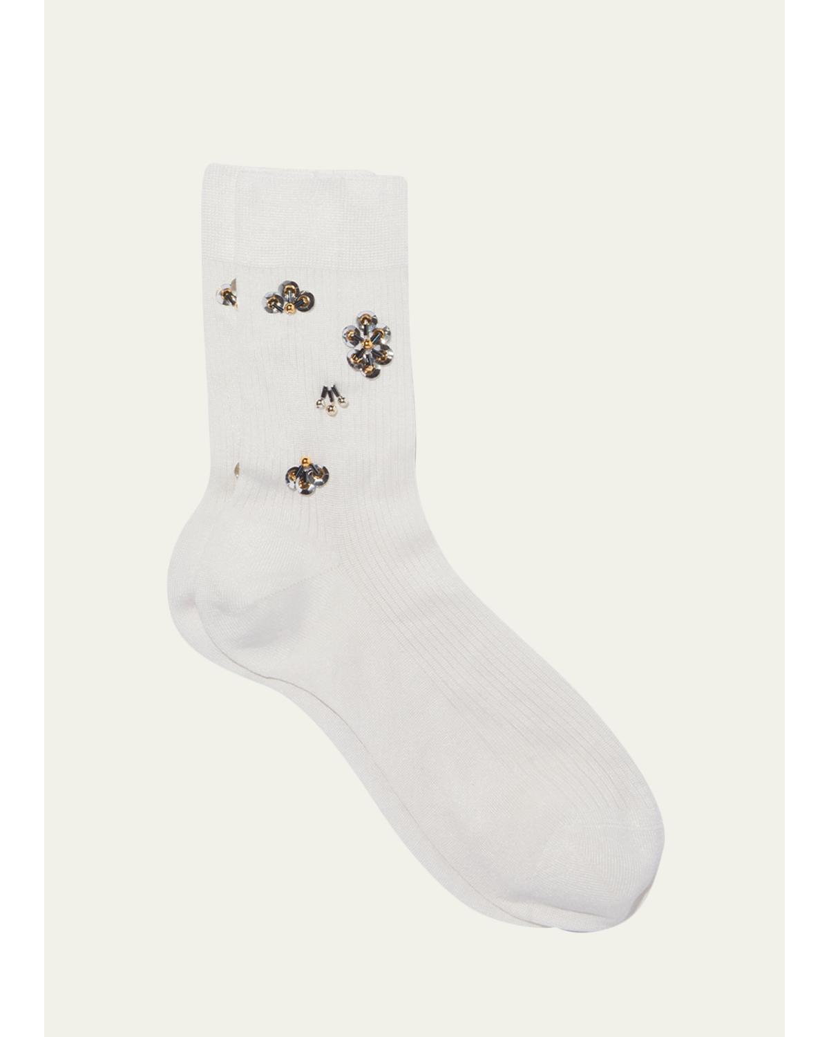 Maria La Rosa Agathe Beaded Crew Socks