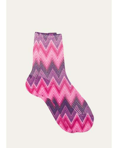 Maria La Rosa Optical Zigzag-Print Crew Socks