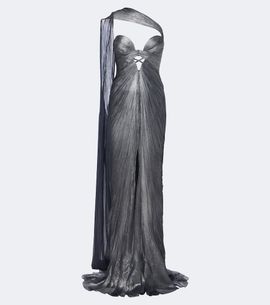Maria Lucia Hohan Maria Lucia Hohan Morgan scarf-detail pleated silk bustier gown
