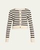 MARIA MCMANUS Cashmere and Cotton Stripe Petite Fringe-Trim Cardigan - 1