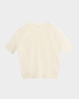 MARIA MCMANUS Honeycomb Alpaca-Knit T-Shirt Sweater
