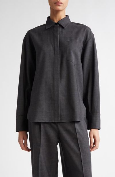 Maria McManus Maria McManus Glen Plaid Stretch Wool Button-Up Shirt