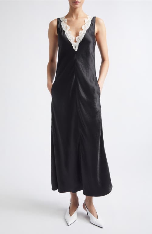 Maria McManus Maria McManus Lace V-Neck Satin Maxi Dress