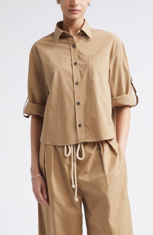 Maria McManus Maria McManus Roll Tab Sleeve Organic Cotton Crop Button--Up Shirt
