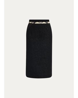 MARIA MCMANUS Snake-Print Blocked Tweed Midi Pencil Skirt