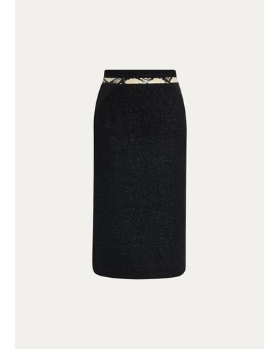 MARIA MCMANUS Snake-Print Blocked Tweed Midi Pencil Skirt