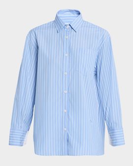 MARIA MCMANUS Striped Cotton Button-Down Tunic Shirt