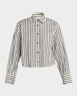 MARIA MCMANUS Striped Cotton Crop Button-Down Shirt
