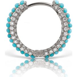 MARIA TASH Maria Tash Single Turquoise & Diamond Pavé Huggie Hoop Earring