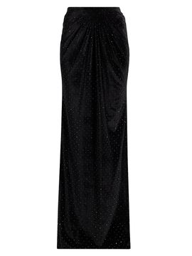 Mariandree Gaitan Women's Alice Crystal-Embellished Velvet Maxi-Skirt