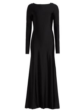 Mariandree Gaitan Women's Naomi Draped Cowl-Back Floor-Length Gown