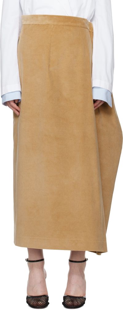 MARIE ADAM-LEENAERDT MARIE ADAM-LEENAERDT Beige Oversized Straight Midi Skirt