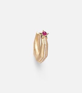 Marie Lichtenberg Marie Lichtenberg Baba Medium 18kt gold single hoop earring with diamonds and ruby