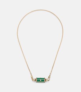 Marie Lichtenberg Marie Lichtenberg Baby Locket 18kt gold pendant necklace with malachite and diamonds