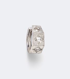 Marie Lichtenberg Marie Lichtenberg Ecrou 18kt white gold single hoop earring with diamonds