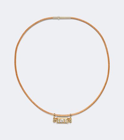 Marie Lichtenberg Marie Lichtenberg Love Smash 18kt gold and leather pendant necklace with diamond