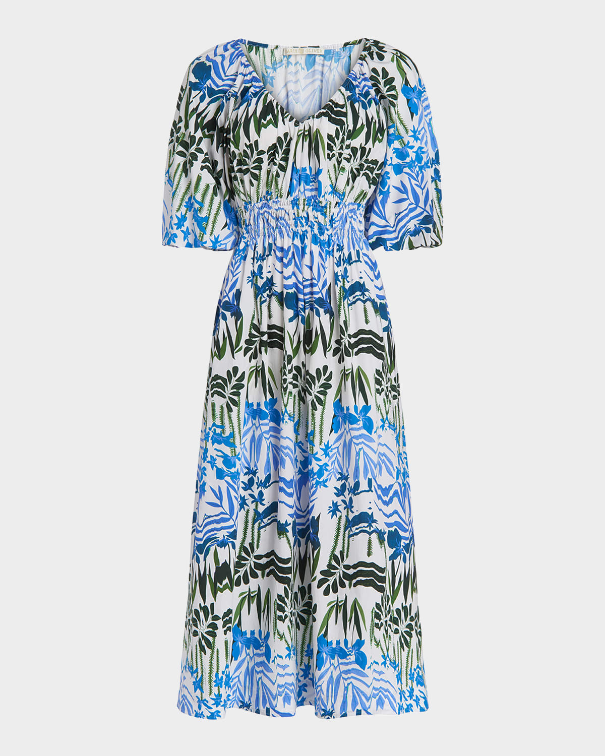 Marie Oliver Ava Pleated Off-Shoulder Cotton Midi Dress