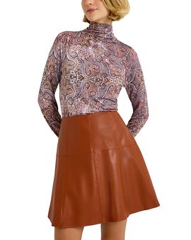Marie Oliver Marie Oliver Crawford Paneled Faux Leather Skirt