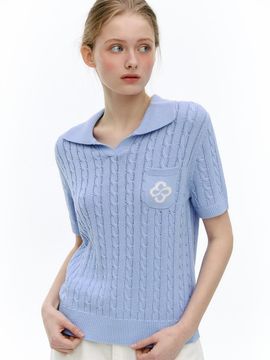 marieclaire Cable Pocket Collar Knit (MAFBKN27MSB)