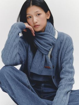 marieclaire Cashmere Cable muffler set Cardigan (MAEDKC02MBL)