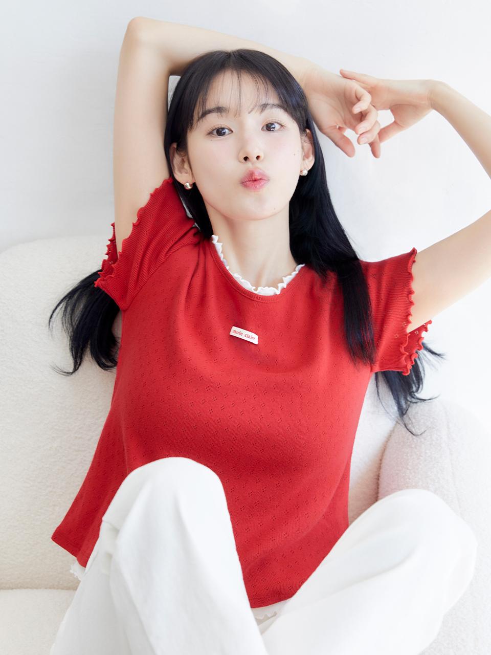 marieclaire Label Punching Layered T-shirt (MOFBTS22MRD)