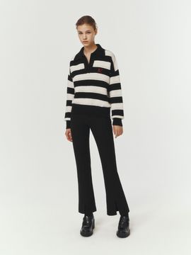 marieclaire Semi Bell-bottom Slit Brushed Pants