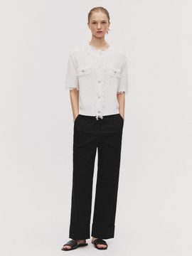 marieclaire Straight Curve-up Trousers (MAFASL07MBK)