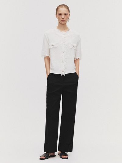marieclaire Straight Curve-up Trousers (MAFASL07MBK)